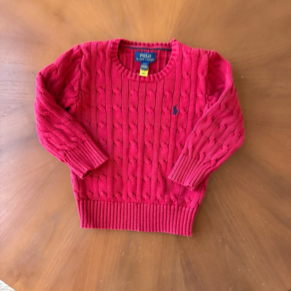 VGUC Ralph Lauren red cable knit sweater 2T